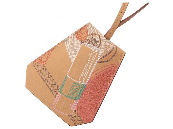 Hermès Hermes HERMES Colar Chaveiro Clochette In & Out Marrom Multicor