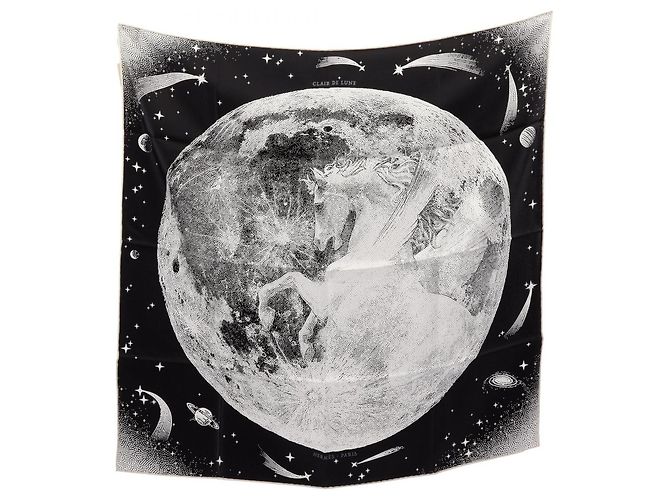 Hermès Hermes Carre 70 Clair de Lune Schal Schwarz Weiß