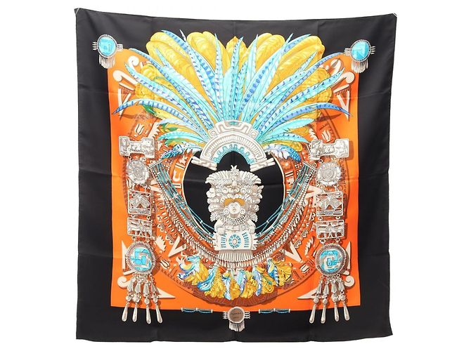 Hermès Hermes Carre 90 Mexico Schal Schwarz Mehrfarben