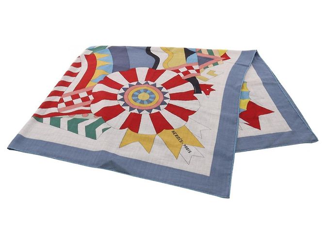 Hermès Hermes Carre Geant 140 CHEVAL DE FTE Pañuelo Bufanda Castaño Multicolor