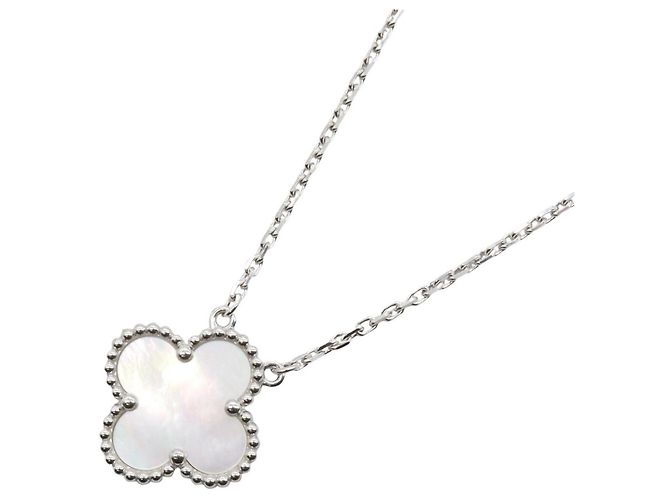 Van Cleef & Arpels Vintage Alhambra Halskette Silber Weiß