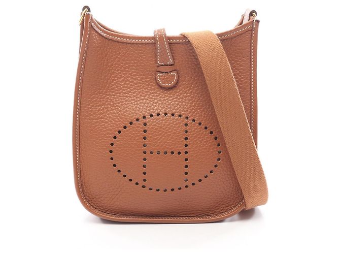 Hermès Bolsa de ombro Hermes Evelyne TPM Amazon Gold Marrom Dourado