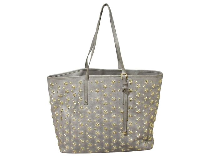 Jimmy Choo Sasha M Star Studded Leder Tote Bag Silber