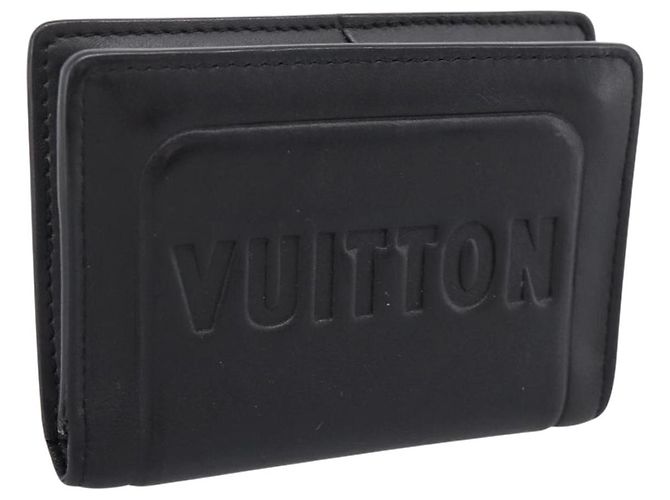 LOUIS VUITTON Infinity Organizer De Poch Card Case Leather M63251 Auth 204791A Black