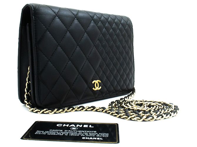 CHANEL Borsa a tracolla WOC Classic Wallet On Chain Nera Nero