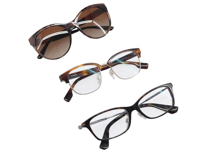 BURBERRY Occhiali da Sole Plastica Set di 3 Marrone Oro Auth BA15576 D'oro