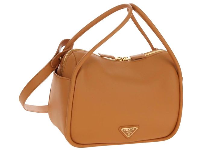 Sac à épaule PRADA Darling en cuir beige doré Auth 200771SAM