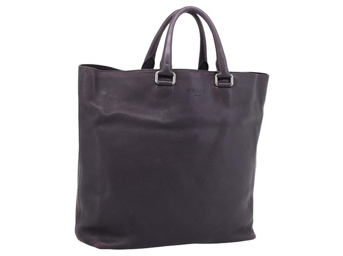 Borsa a mano PRADA Vittero Dino Leather Purple Silver Auth 203600 Argento Porpora