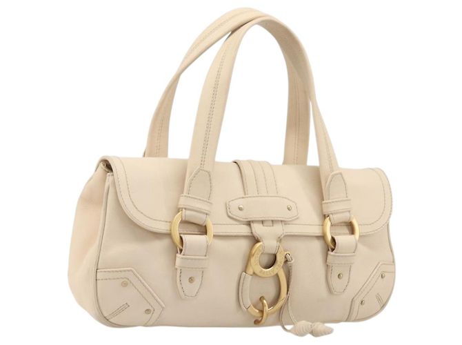 Saco Tote BALLY em couro Ivory Gold Auth 204370A Dourado Cru