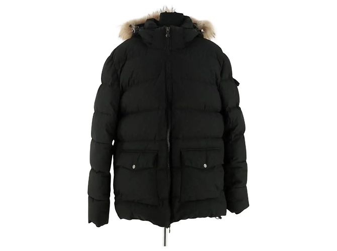 Pyrenex Black Down Jacket with Fur XXL
