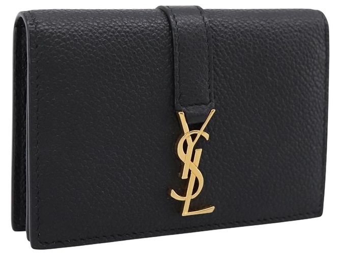 Autre Marque SAINT LAURENT Cassandra Kartenetui Leder Schwarz Gold Auth 204792M Golden