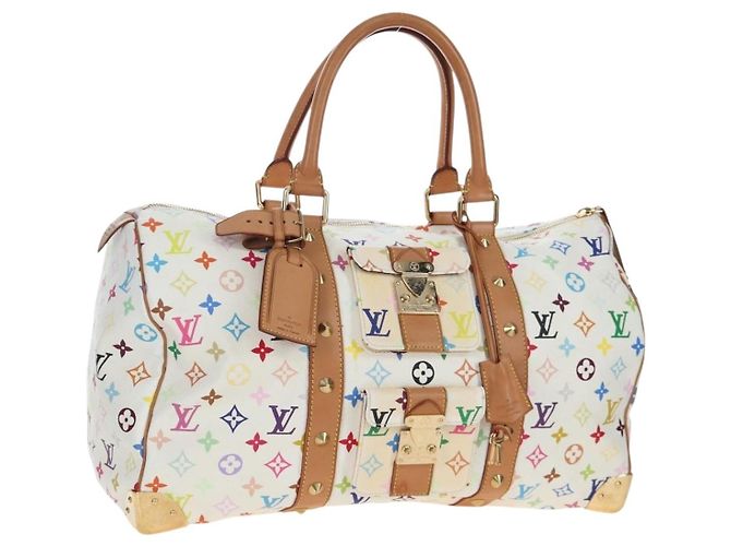 Borsa LOUIS VUITTON Monogram Multicolor Keepall 45 White M92641 LV Auth 204053V Bianco