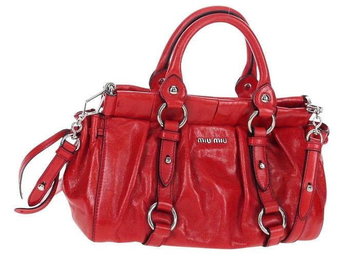 Miu Miu Handtasche aus Leder 2way rot silber authentisch 167604SM