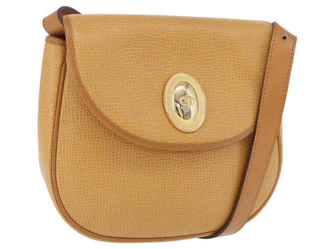 Borsa a tracolla Christian Dior in pelle beige e oro Auth 205085 D'oro