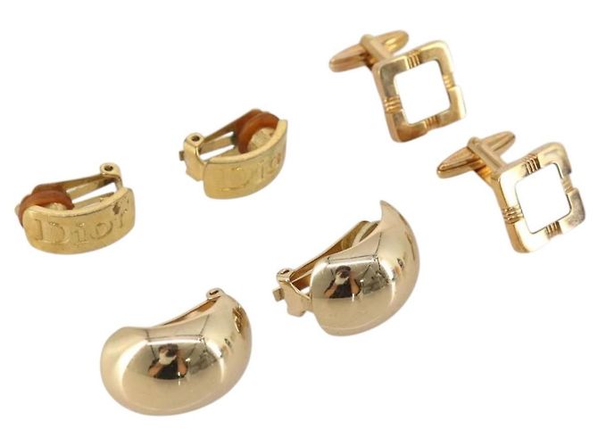 Orecchini Cuffs Christian Dior Metallo Set da 3 Tono Oro Auth BA15051