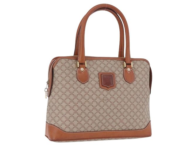 Céline Sac à main CELINE Macadam PVC Cuir Beige Ton Or Auth ka6244A