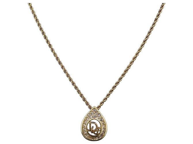 Collar Christian Dior metal Gold Tone Auth 204947