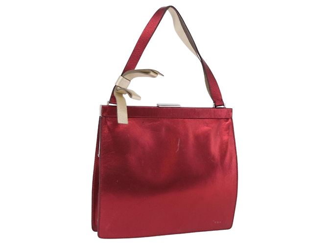 Miu Miu Handtasche aus Leder rot silber Auth 204327