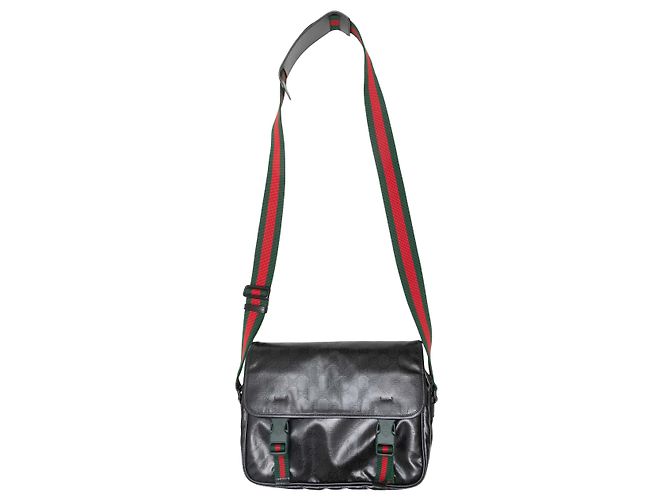 Bolsa Messenger Gucci Imprime com fivela dupla preta Preto