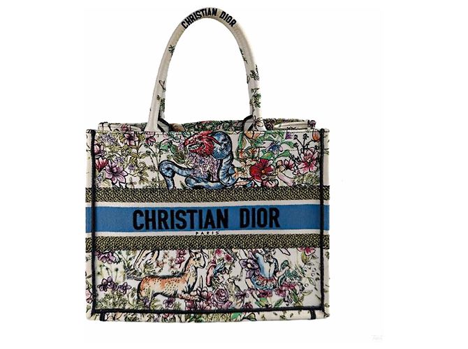 Autre Marque  mala Book Tote Medium em lona bordada Branco