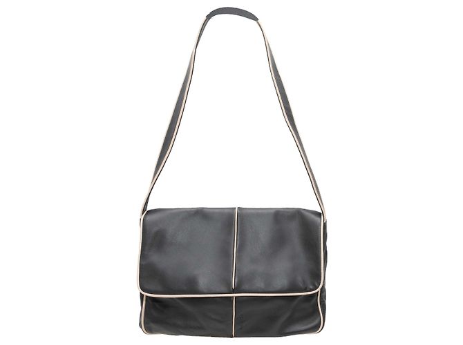 Bolsa de aba Loewe em couro Black & Cream Preto