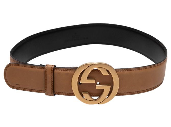 Gucci Interlocking GG Ledergürtel braun Größe US XS