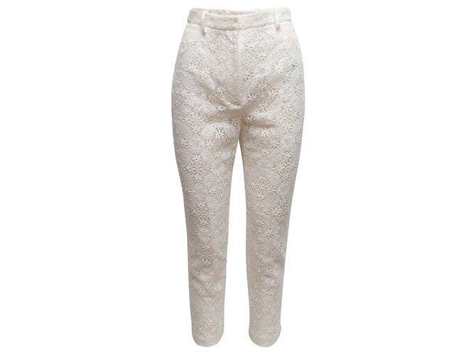 Weiße Alexander McQueen Spitzen-Skinny-Hose Größe IT 40