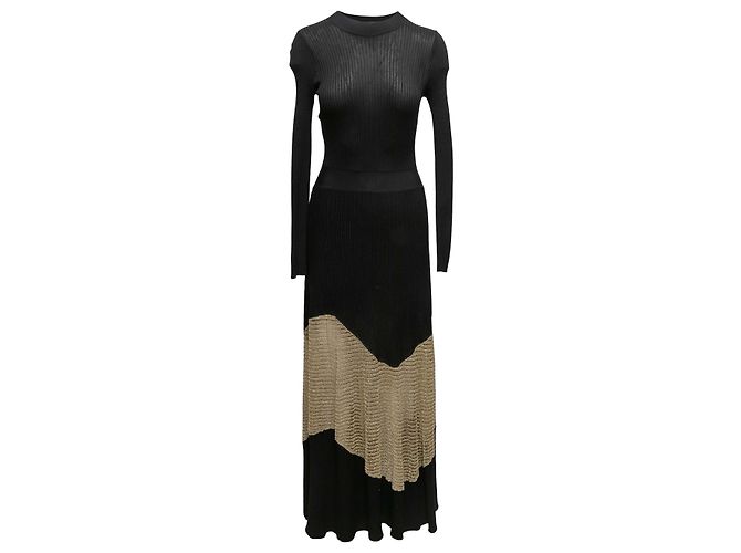 Ulla Johnson Strick-Maxikleid Schwarz & Gold Größe US S