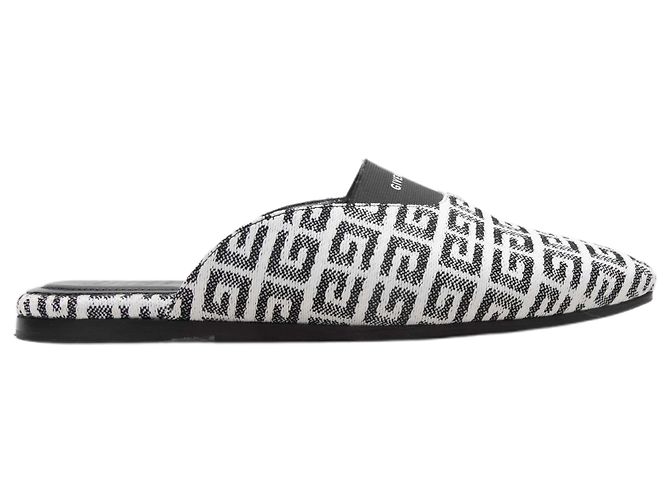 White & Black Givenchy Bedford 4G Jacquard Mules Size 38