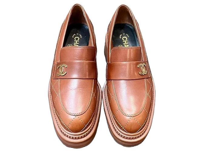 Chanel Leather Flats Brown Size 35.5 Multiple colors