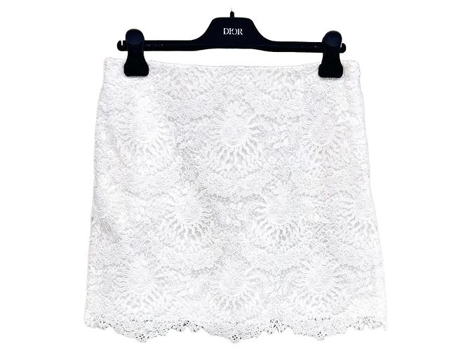 Falda Dior de algodón con detalle bordado y ribete de encaje Multicolor