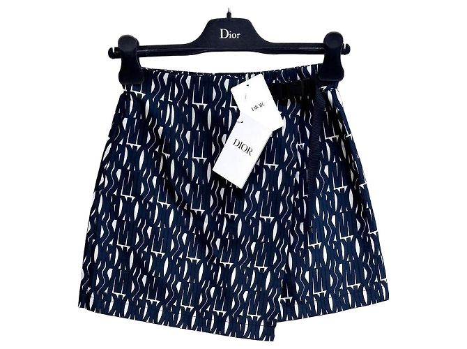 Calças Dior Navy em Poliéster Multicor