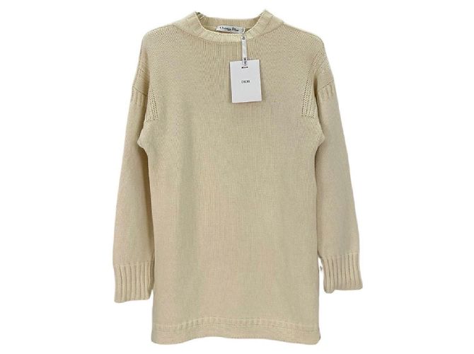 Autre Marque Dior Strickpullover aus weißer Wolle mit Stickerei Mehrfarben