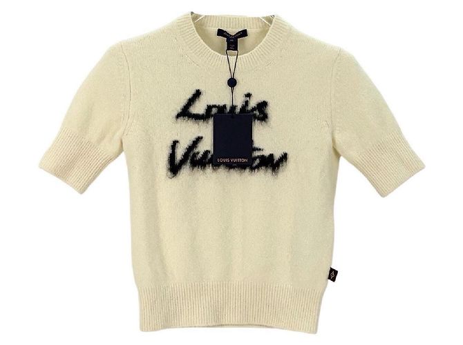 Top Louis Vuitton in Lana Bianco a Maniche Corte Multicolore