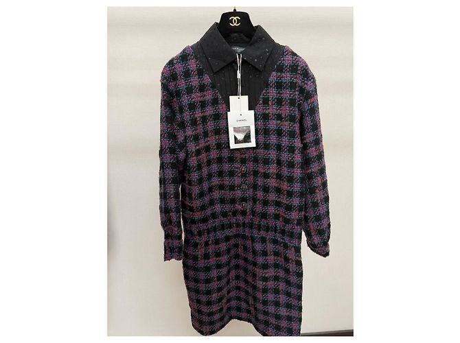 Chanel Tweed Kleid Mehrfarbig Größe 36 Mehrfarben