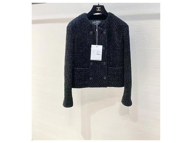 Chanel Black Tweed Double Breasted Jacket Multiple colors