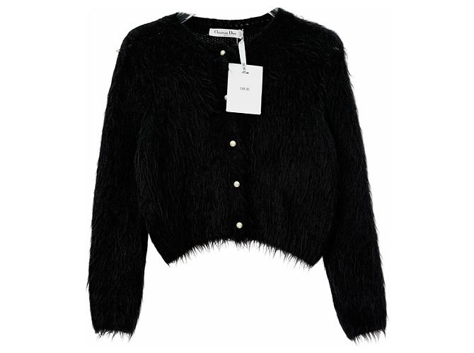 Autre Marque Dior Strickpullover aus Wolle schwarz mit Perlen Mehrfarben