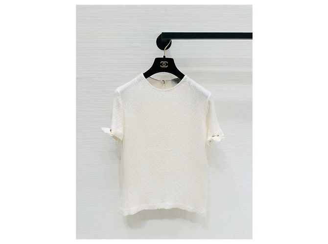 Top Chanel Metiers d'Art de Tweed Blanco Camelia Multicolor