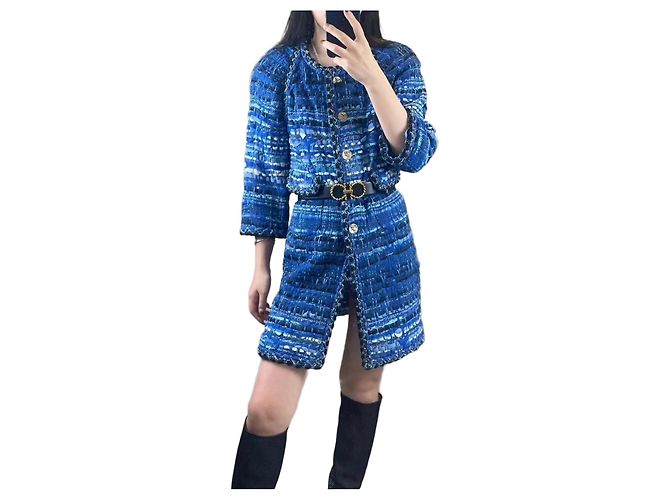 Chanel Greece series Tweed Jacket Navy Size 34 Multiple colors