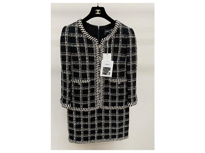 Vestido Chanel de algodão com padrão xadrez Multicor
