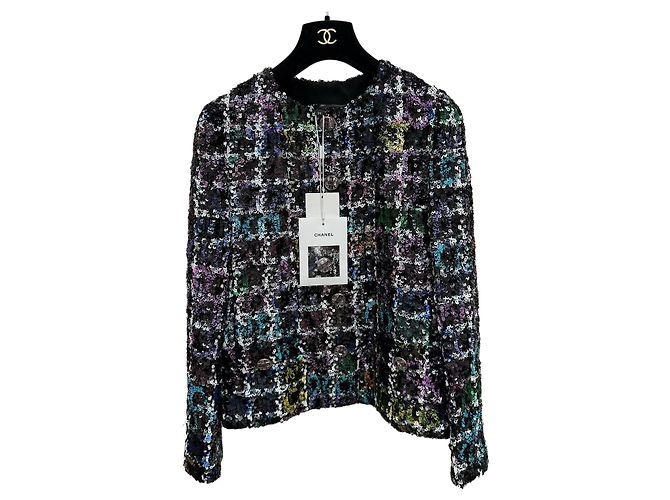 Chanel Metiers d'Art Tweed Jacket with Sequins Size 34 Multiple colors