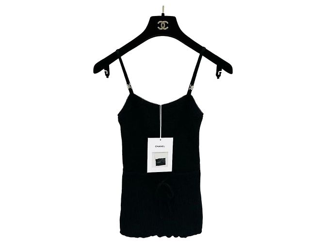 Top Camisola Chanel de Algodão com Detalhe de Laço Preto Multicor