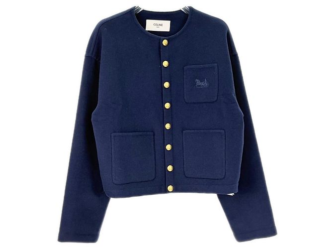 Céline Navy Cashmere Jacket with Gold Buttons Multiple colors