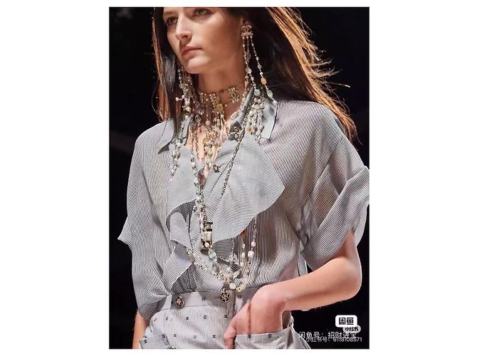 Top Chanel in seta a righe Multicolore