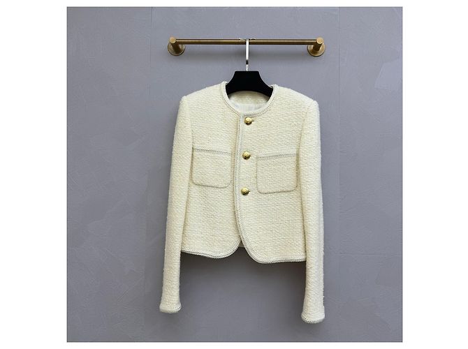 Céline Wool Monogram Jacket Ecru Multiple colors