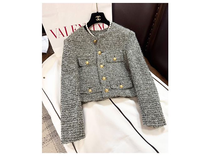 Céline Green Tweed Jacket with Gold Buttons Size 36 Multiple colors