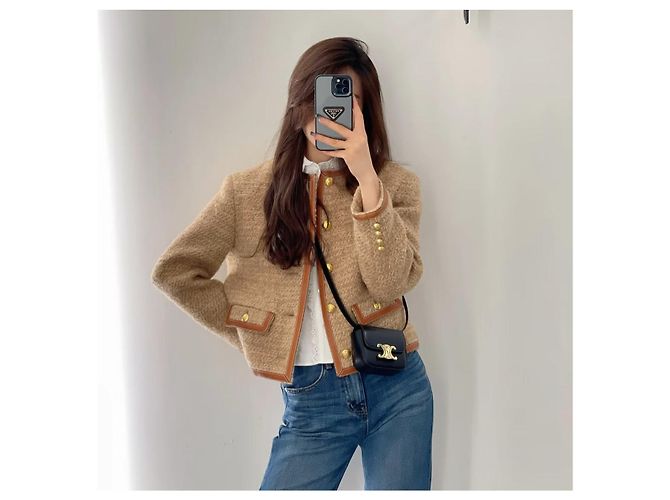 Giacca Céline in Tweed con Bottoni Dorati Multicolore