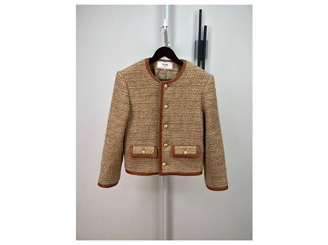 Céline Brown Wool Single-Breasted Jacket Multiple colors