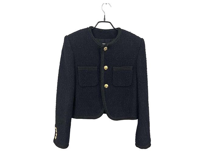 Céline Black Wool Jacket with Gold Buttons