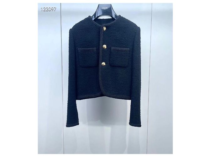 Céline Tweed Jacket with Gold Buttons Size 40 Multiple colors